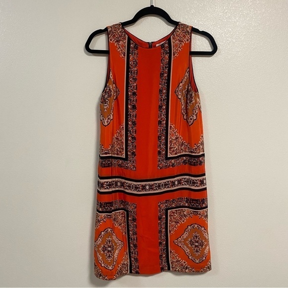 Maeve Dress Women’s Size 0 Orange Canna 100% Silk Shift Dress - Picture 7 of 13